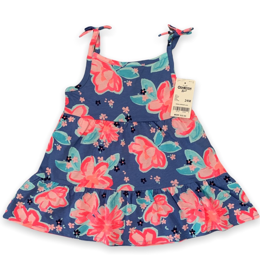 OshKosh Baby Girl Floral Cotton Dress Size 24 Months NWT